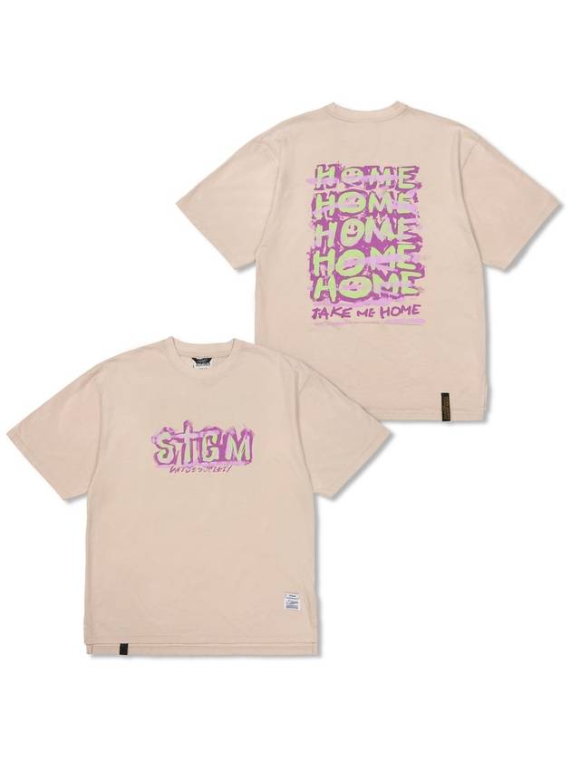 STIGMA Home Vintage Like Washed Oversized Short Sleeves T Shirts Beige