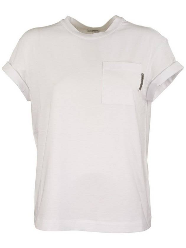 Brunello Cucinelli Rhinestones detailed chest pocket T-shirt