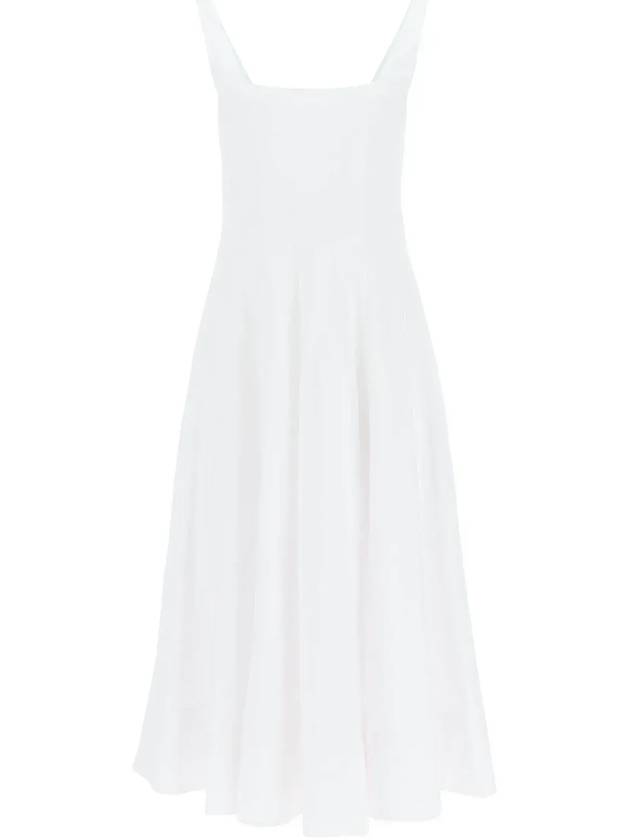 Staud Wells 플리츠 코르셋 웨이스트 롱 드레스 907291_WHT