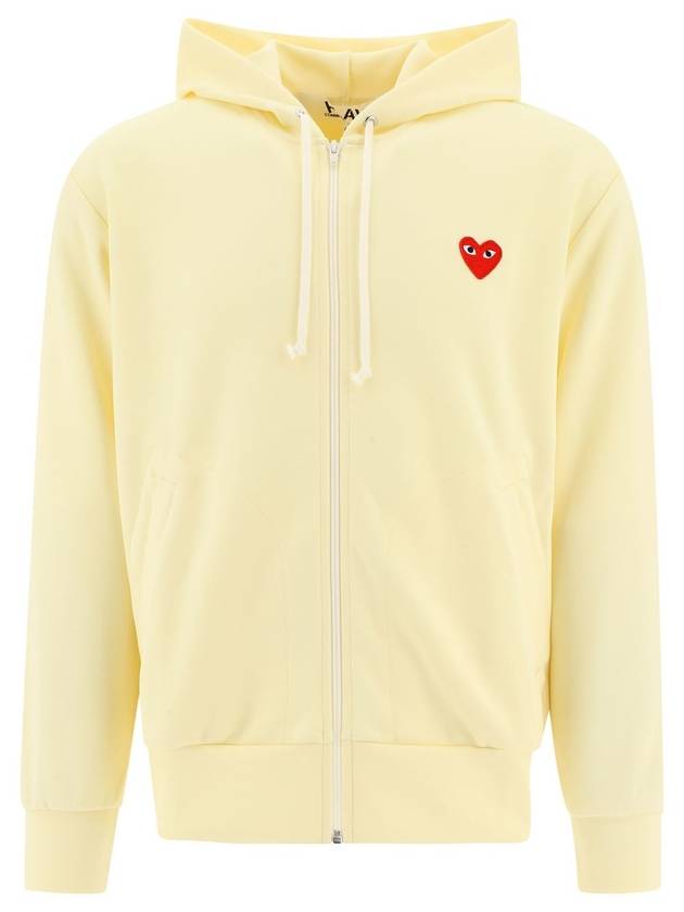 꼼데가르송 플레이 레드 하트 와펜 후드집업 아이보리