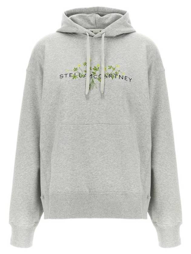 스텔라 맥카트니 플로럴 자수 로고 후드탑 그레이