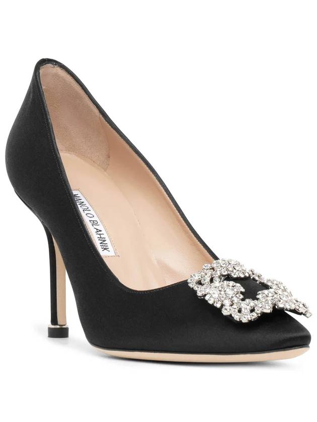 MANOLO 마놀로 블라닉 HANGISI 한기시 CLC 90 새틴 크리스탈 버클 블랙 힐 높이 9cm 36 36.5 37