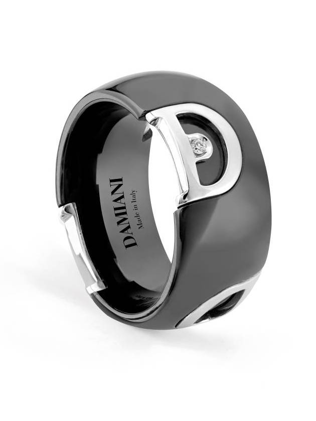 다미아니 D.Icon 컬렉션 다이아몬드를 세팅한 블랙 세라믹 장식 화이트 골드 링 20082194_c