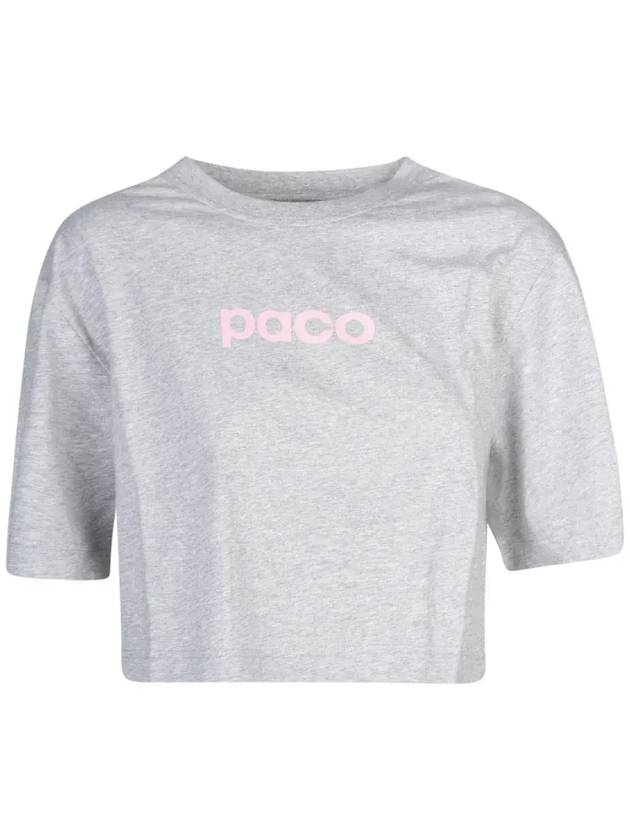 Paco Rabanne 로고 프린트 크롭 티셔츠 23AJTE630CO0480_P073