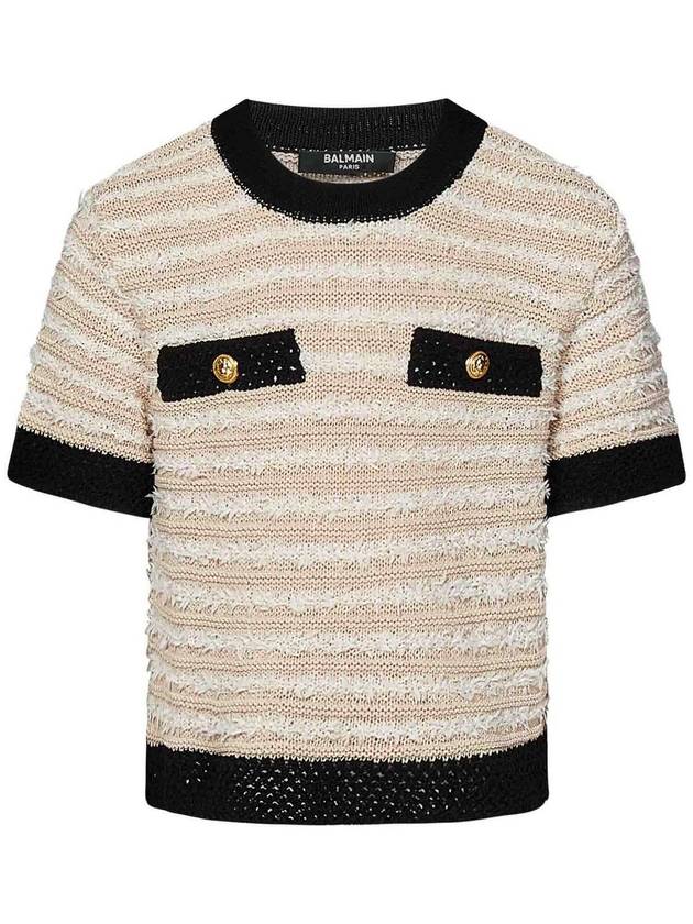 Balmain Cotton Sweater With Stripes