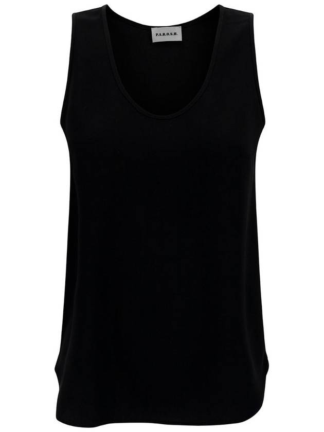 P.A.R.O.S.H. D310270XPANTY24013 폴리아미드 여성용 블랙 탱크탑 깊게 파인 U 네크라인