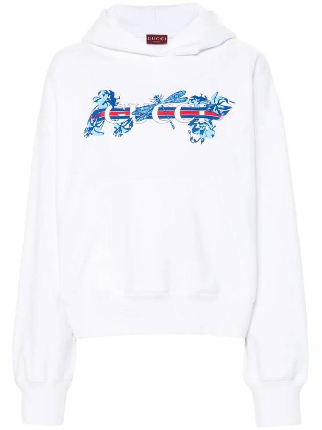 구찌 로고 프린트 후드탑 화이트