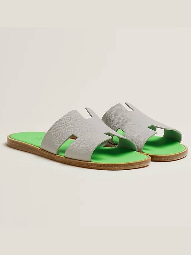 에르메스 이즈미르 남성 샌들 슬리퍼 카프스킨 그레이 네온그린