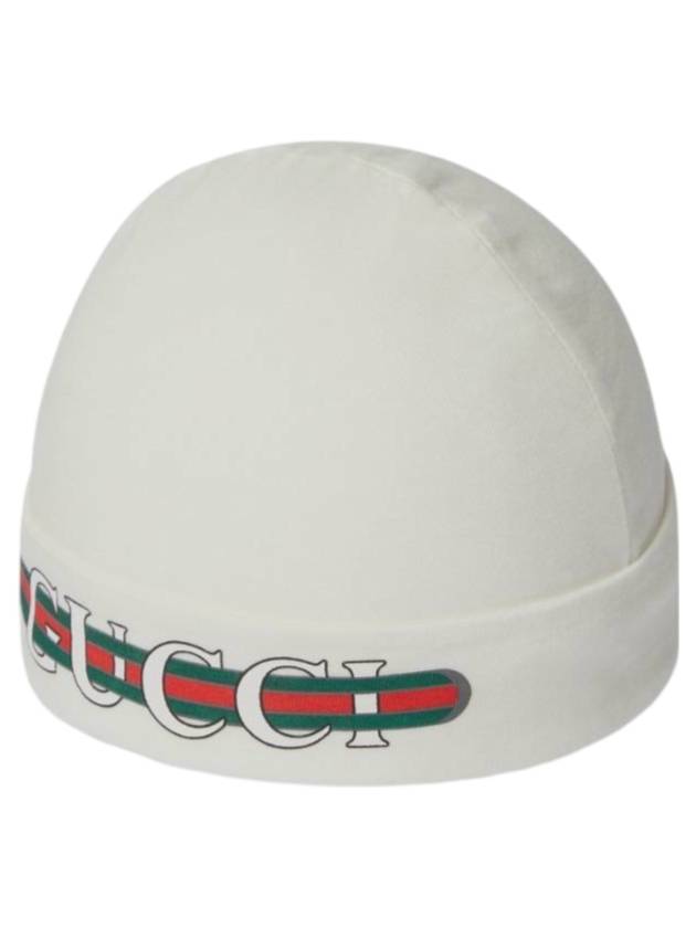 구찌 키즈 베이비 프린티드 코튼 햇 화이트