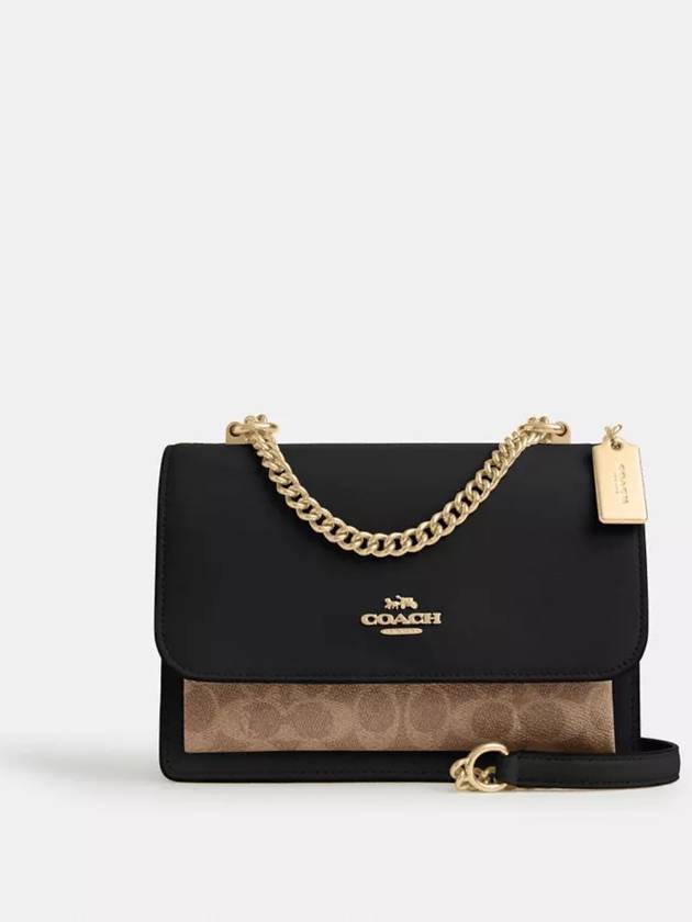 코치 클레어 크로스백 시그니처 캔버스 Gold Tan Black Multi