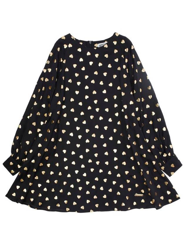 MOSCHINO KIDS HDV0F7LRB2186106 Black Dress with All Over Heart Print in Viscose Girl
