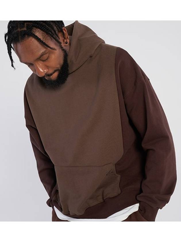 Center incision oversized fit hoodie_Brown