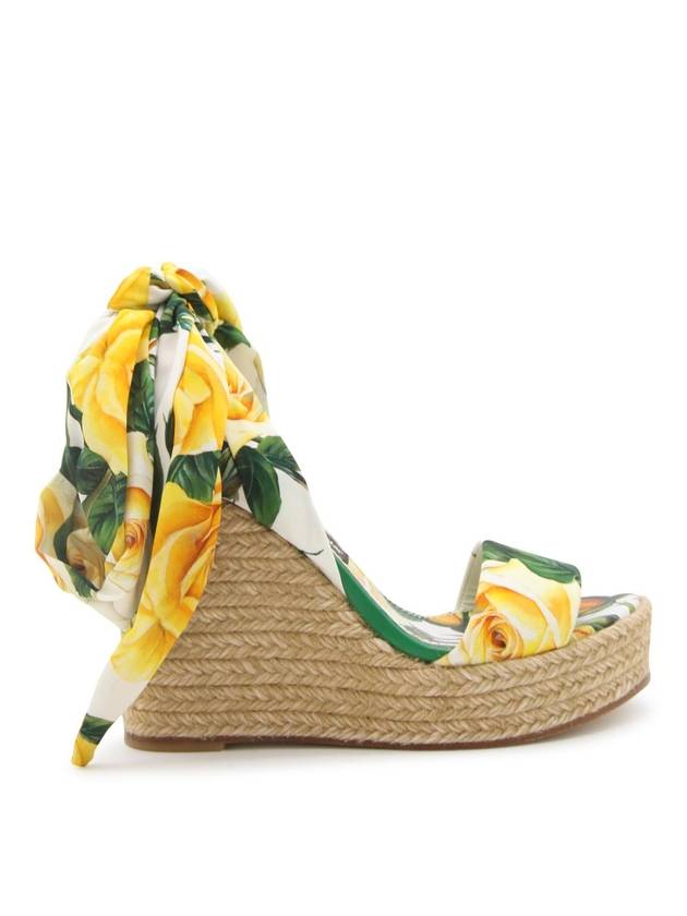 돌체앤가바나 플로럴 새틴 에스파드류 웨지 힐