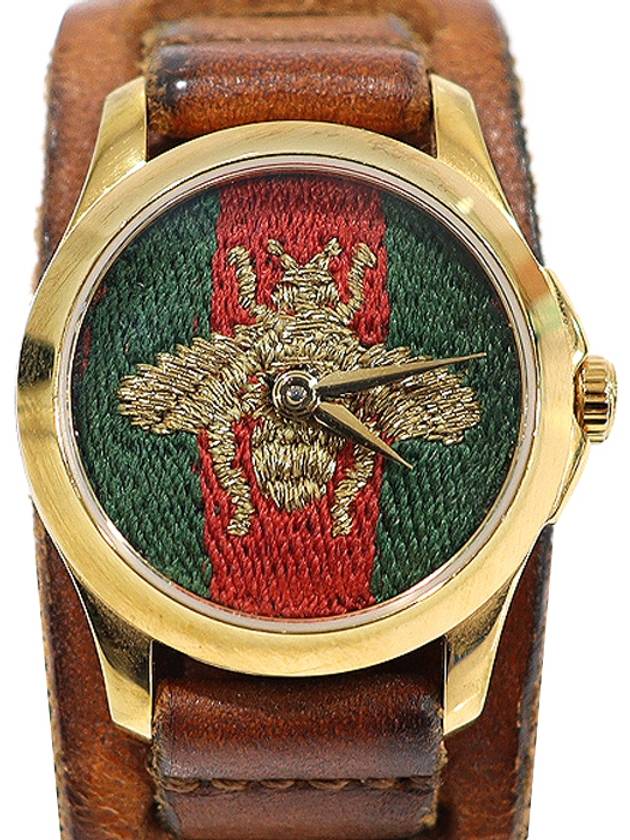 Gucci 구찌 YA126547 126.5 27MM 스틸 쿼츠 WEB 꿀벌 Le Marche des Merveilles 여성 시계