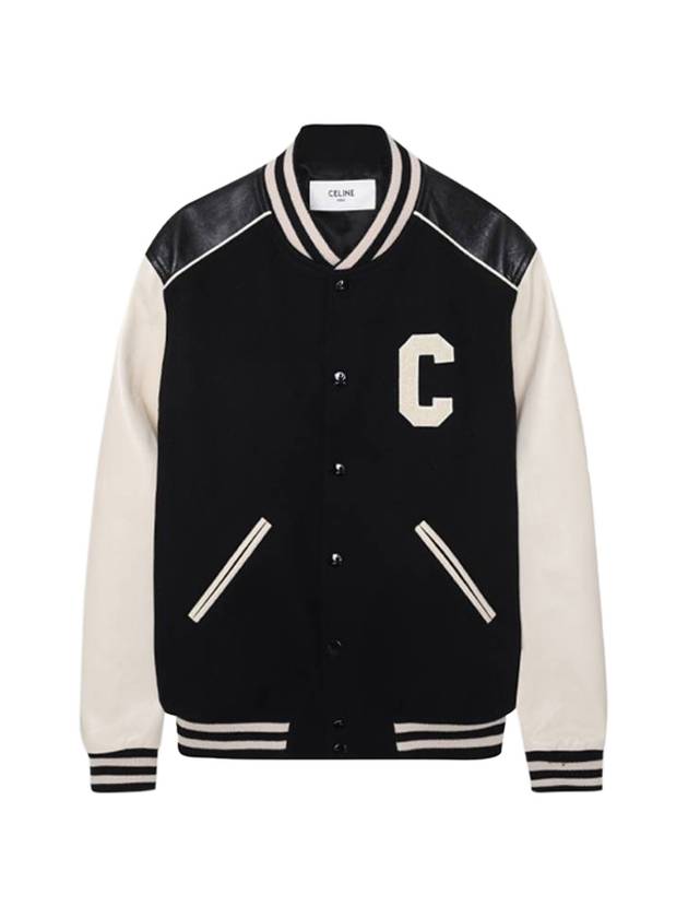 셀린느 남성 오버사이즈 울 테디 바시티 자켓 블랙