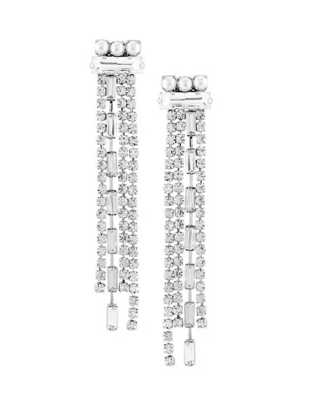 실버톤 모조 진주 크리스탈 프린지 드롭 이어링 Silvertone Imitation Pearl & Crystal Fringed Drop Earrings