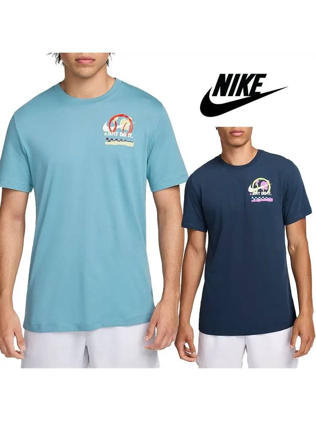 나이키 반팔 코트 테니스공 로고 탑 티셔츠 2컬러 스카이블루 네이비