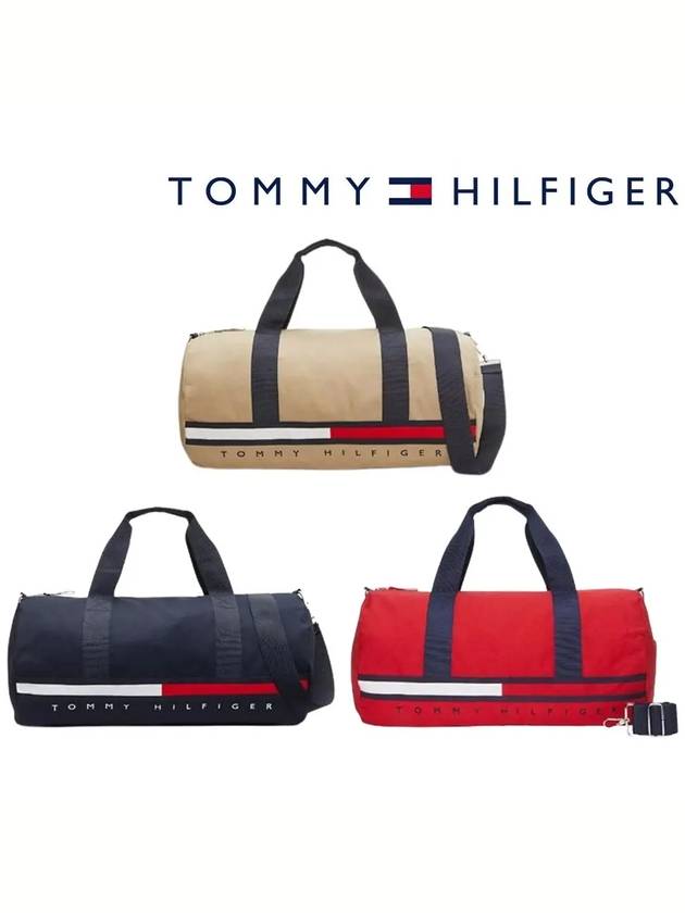 타미힐피거 여성 플래그 스트라이프 로고 더플백 가방 네이비 레드 베이지