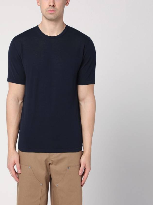 Roberto Collina Navy blue ribbed cotton T-shirt