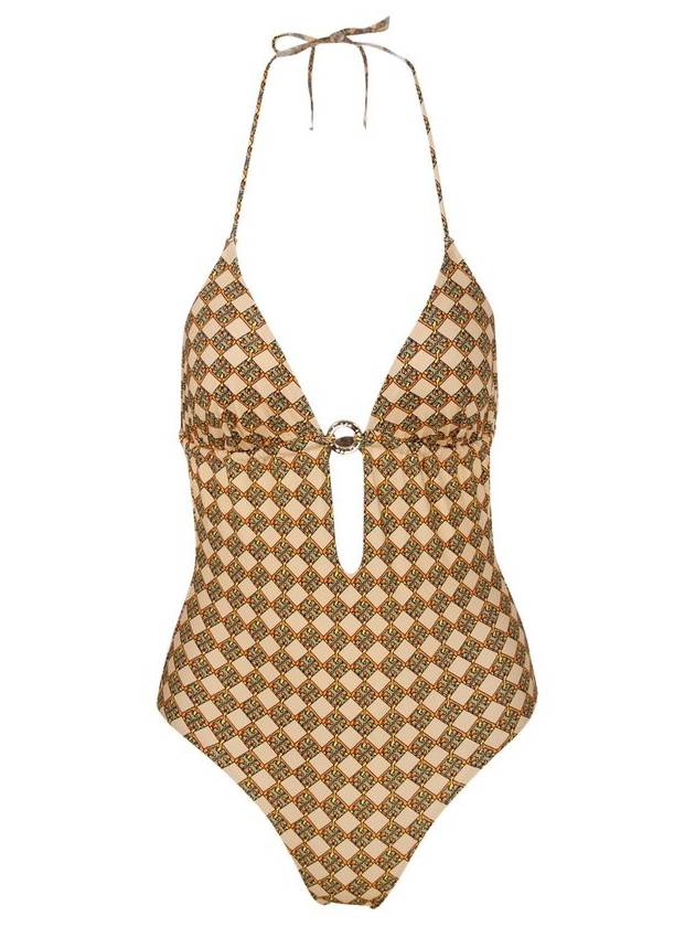 Tory Burch 모노그램 프린트 오픈백 수영복