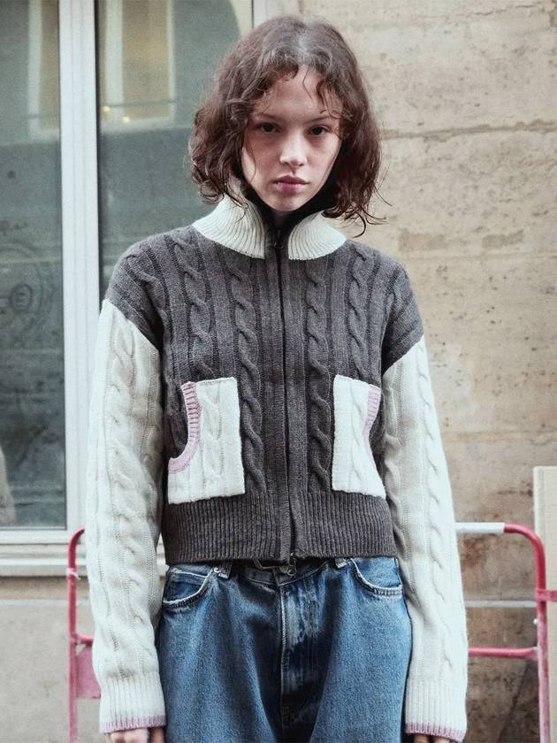 레터프롬문 오르셰 투웨이 울 집업 가디건 브라운