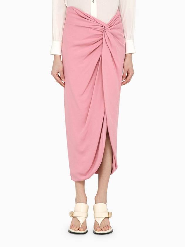 Federica Tosi Pink viscose midi skirt with knot