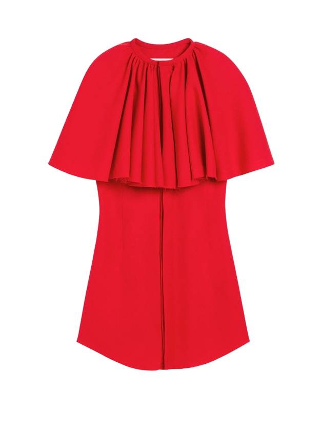 아미 러플 셔츠 울 숏원피스 포피 레드