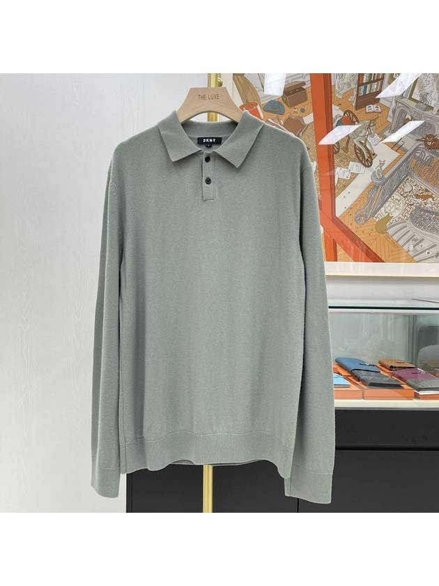 DKNY 울블렌디드 카라 니트 카키