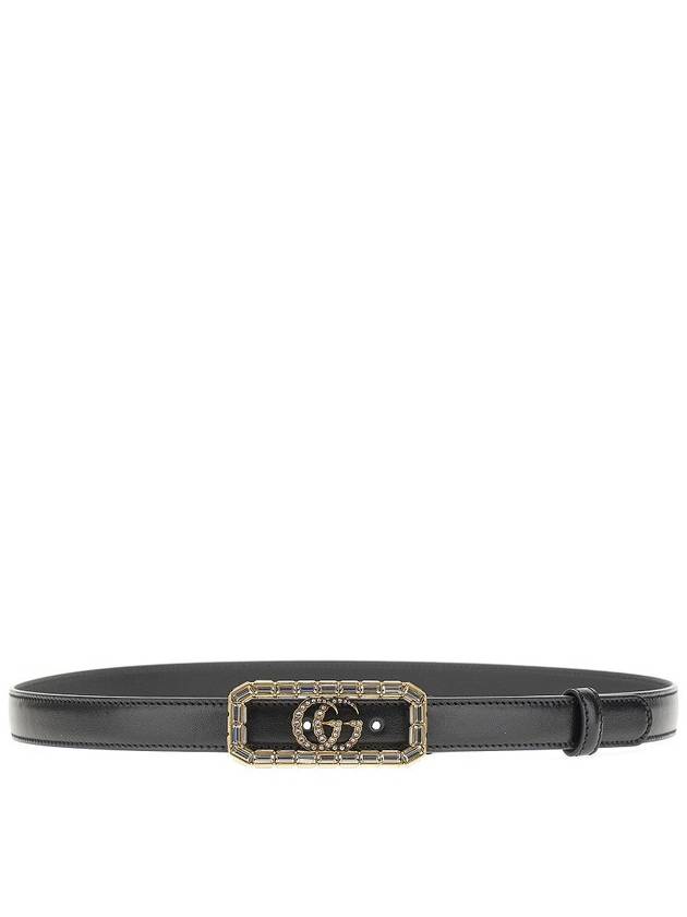 GUCCI Leather belt with Crystal Double G buckle