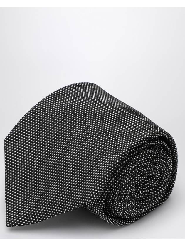 Destin Black/white silk small polka dot tie