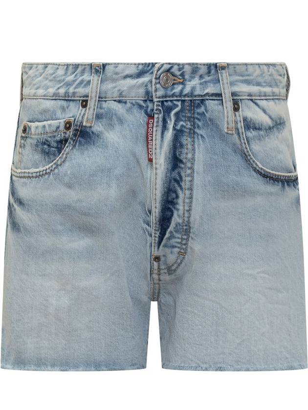 Dsquared2 로고 패치 디스트레스드 데님 쇼츠