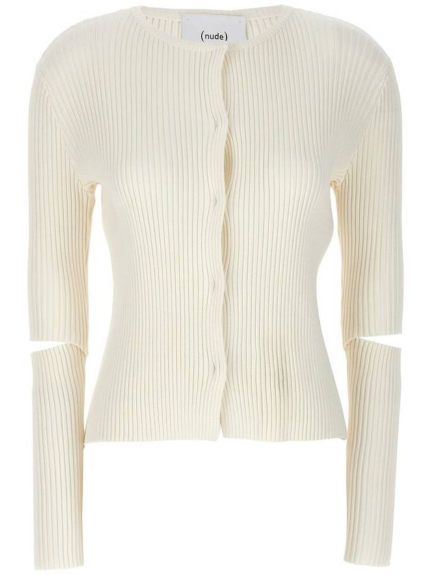 Nude - Cutout Detail Ribbed Cardigan Sweater, Cardigans