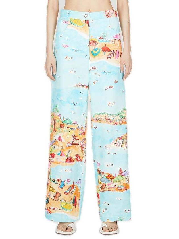 마르코 램발디 비치 프린트 와이드 레그 진