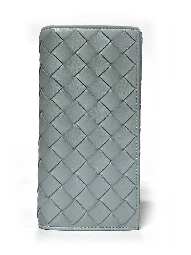 BOTTEGA VENETA인트레치아토 프렌치 플랩 장지갑 666935 VCPP3 3902스카이블루