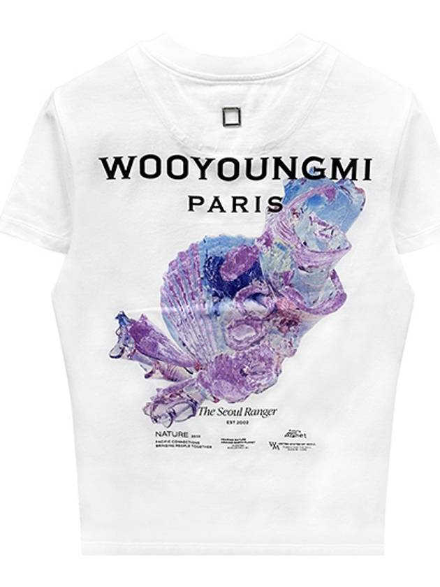 우영미 3D 코랄 백로고 반팔 티셔츠 화이트 여성 티셔츠 M251TS05701W TR