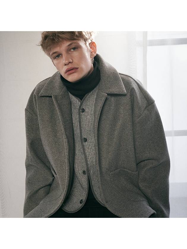 테네르 울 칼라 숏 자켓 차콜