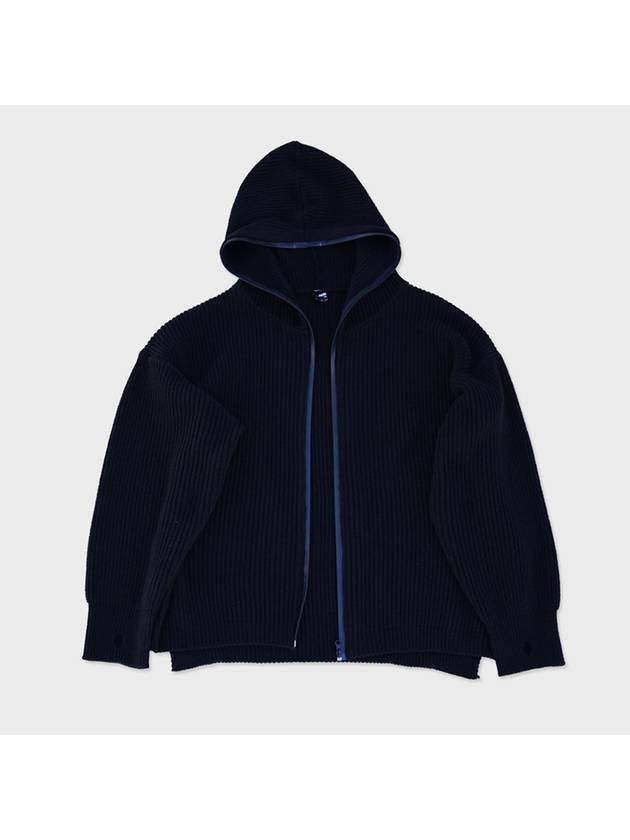 리스펙트 유니섹스 울 블랜드 니트 후드집업 블랙