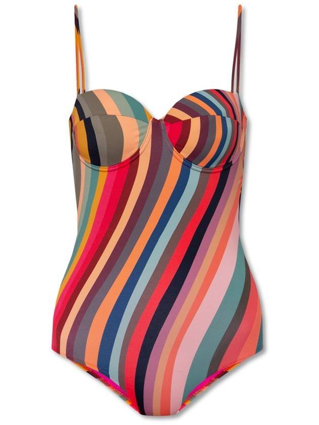 폴스미스 스월 랩 반데부 스트라이프 패턴 원피스 수영복