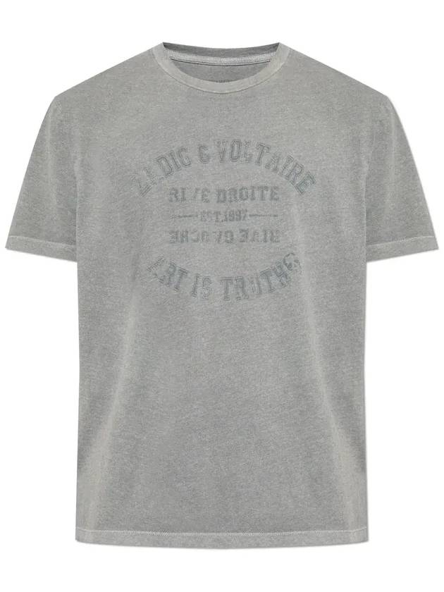 Zadig & Voltaire Tommy 로고 프린트 티셔츠 JMTS017210_GRANITE