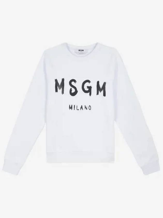 W 엠에스지엠 브러쉬드 로고 코튼 크루넥 스웨트셔츠 화이트 W MSGM Cotton Crewneck Sweatshirt with Brushed Logo White