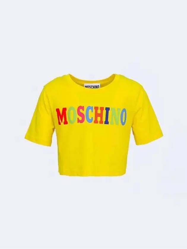 모스키노 멀티컬러 로고 크롭 라운드티 MOSCHINO A07050541
