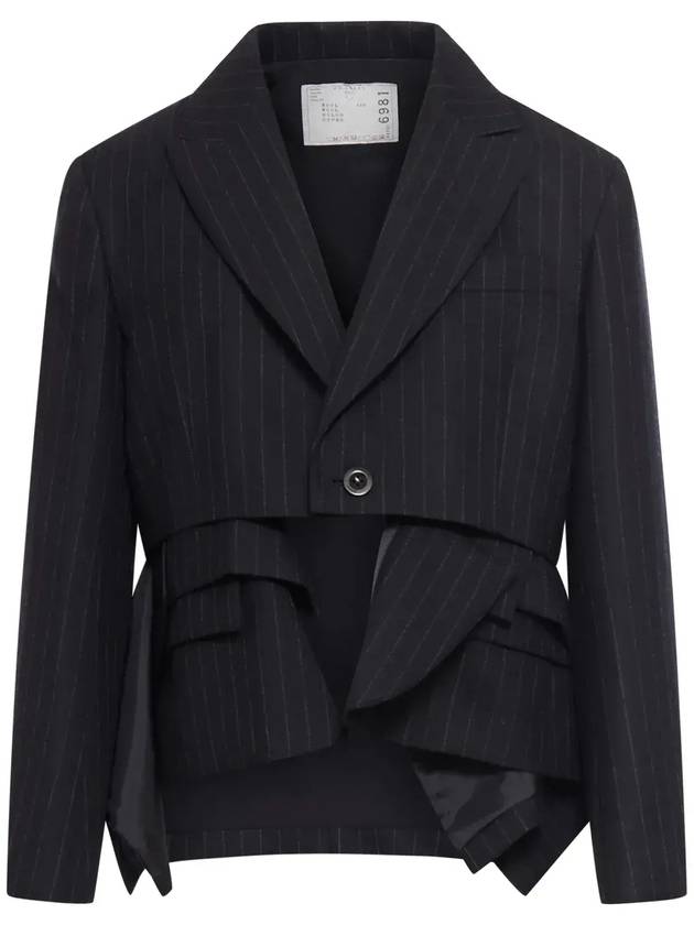 Sacai 초크 스트라이프 재킷 2306981_001BLACK