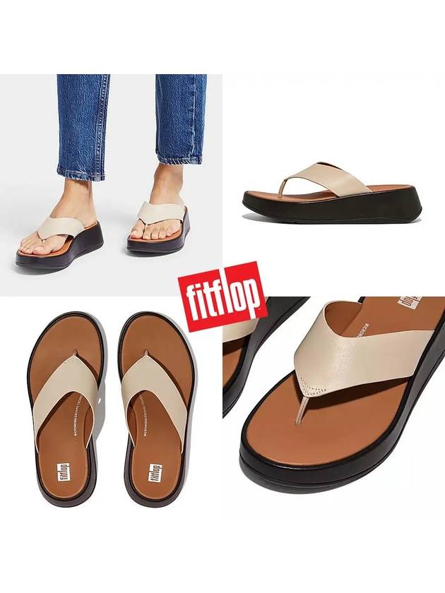 핏플랍 F모드 렉시 가죽 플랫폼 토 포스트 샌들 베이지