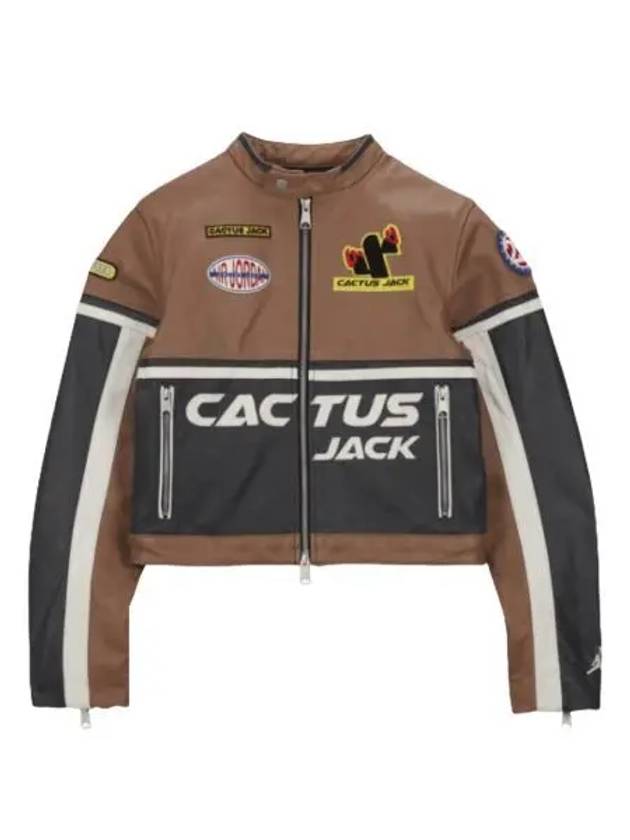 W 조던 x 트래비스 스캇 레더 자켓 아키오 브라운 아시아 W Jordan x Travis Scott Leather Jacket Archaeo Brown Asia