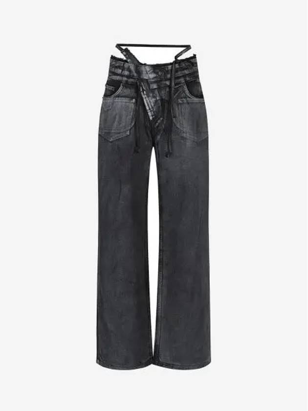 오토링거 우먼 더블 폴드 팬츠 블랙 화이트 페인트 Ottolinger Women Double Fold Pants Black White Paint