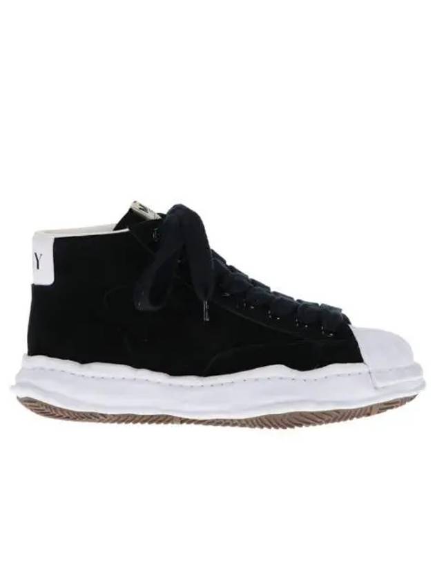 메종 미하라 야스히로 블레이키 OG 솔 캔버스 하이탑 스니커즈 블랙 화이트 Maison Mihara Yasuhiro Blakey OG Sole Canvas High top Sneakers Black White