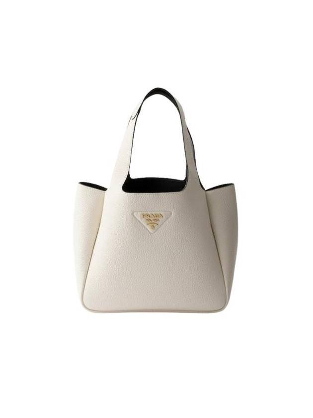 프라다 스몰 레더 토트백 화이트 블랙 1BG335 2DKV F0QO3