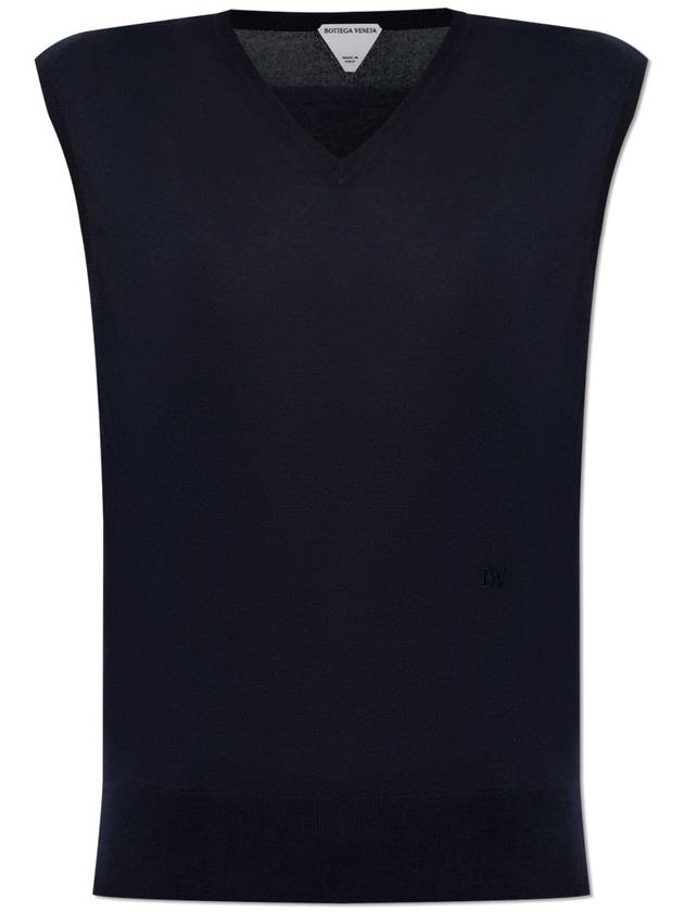 보테가베네타 라이트 파인 캐시미어 베스트 네이비