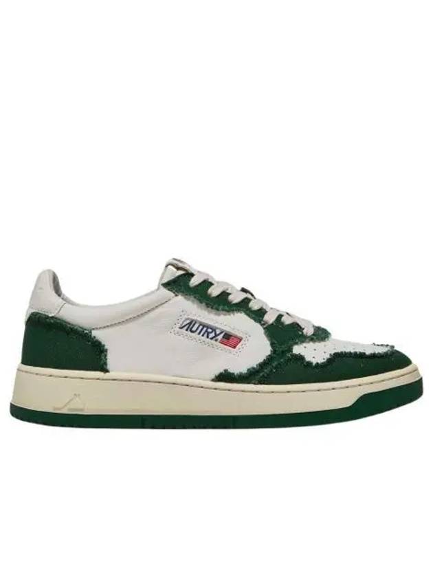 오트리 메달리스트 로우 고트스킨 프레이드 캔버스 스니커즈 화이트 에덴 Autry Medalist Low Goatskin Frayed Canvas Sneakers White Eden