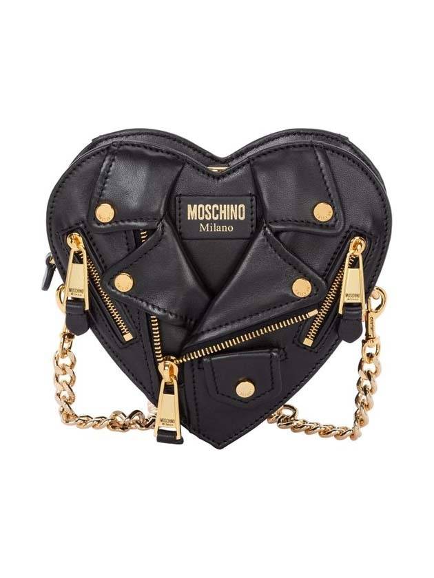 모스키노 하트 바이커 스몰 숄더 백 블랙